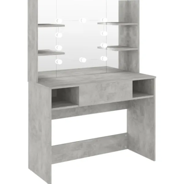 vidaXL Sminkbord>Sminkbord med LED-belysning 100x40x135 cm MDF betonggrå