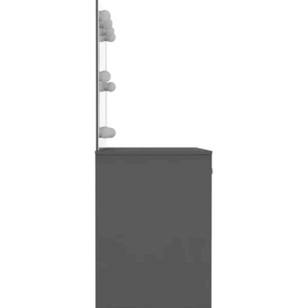 vidaXL Sminkbord>Sminkbord med LED-belysning 110x55x145 cm MDF grå