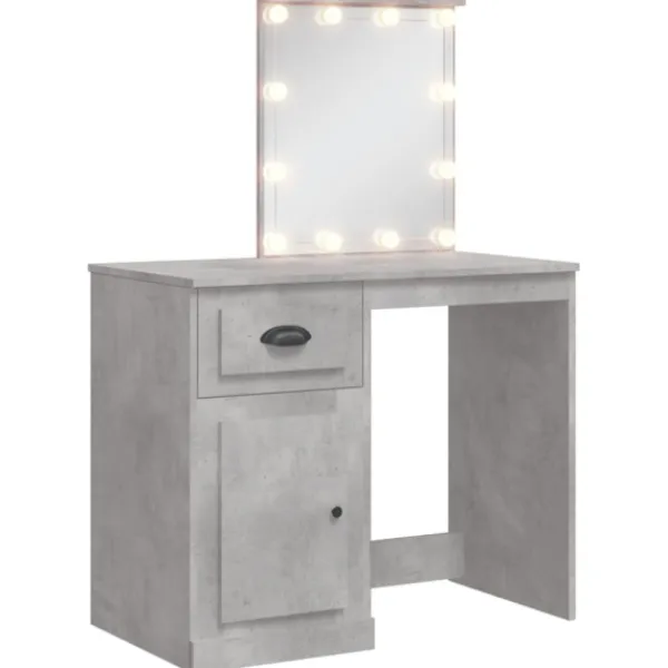 vidaXL Sminkbord>Sminkbord med LED-lampor betonggrå 90x42x132,5 cm