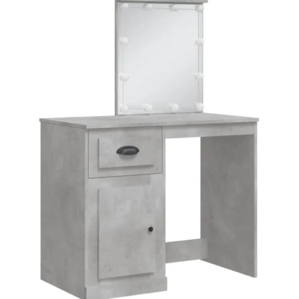 vidaXL Sminkbord>Sminkbord med LED-lampor betonggrå 90x42x132,5 cm