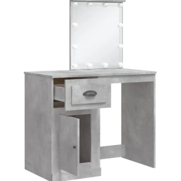 vidaXL Sminkbord>Sminkbord med LED-lampor betonggrå 90x42x132,5 cm