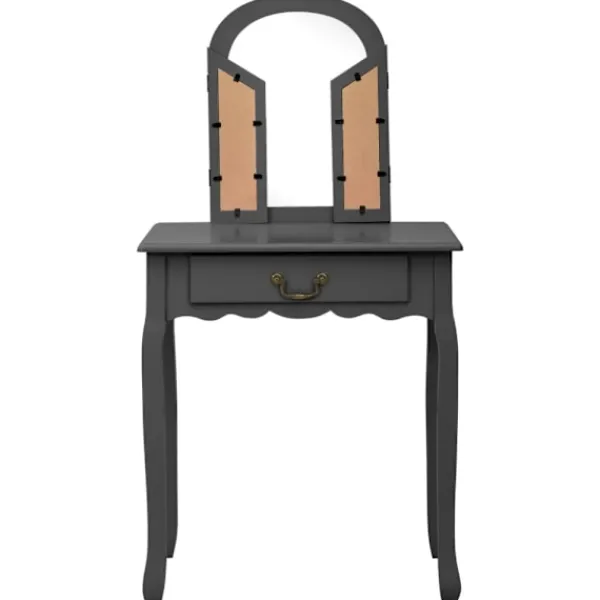 vidaXL Sminkbord>Sminkbord med pall grå 65x36x128 cm kejsarträ MDF