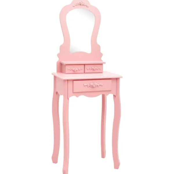 vidaXL Sminkbord>Sminkbord med pall rosa 50x59x136 cm paulowniaträ