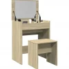 vidaXL Sminkbord>Sminkbord med pall sonoma-ek 60x40x113,5 cm