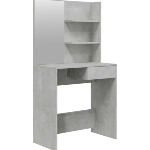 vidaXL Sminkbord>Sminkbord med spegel betonggrå 74,5x40x141 cm