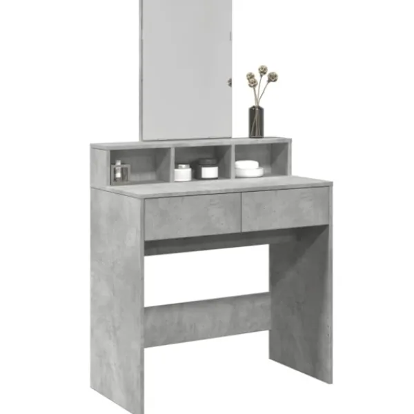 vidaXL Sminkbord>Sminkbord med spegel betonggrå 80x41x144,5 cm