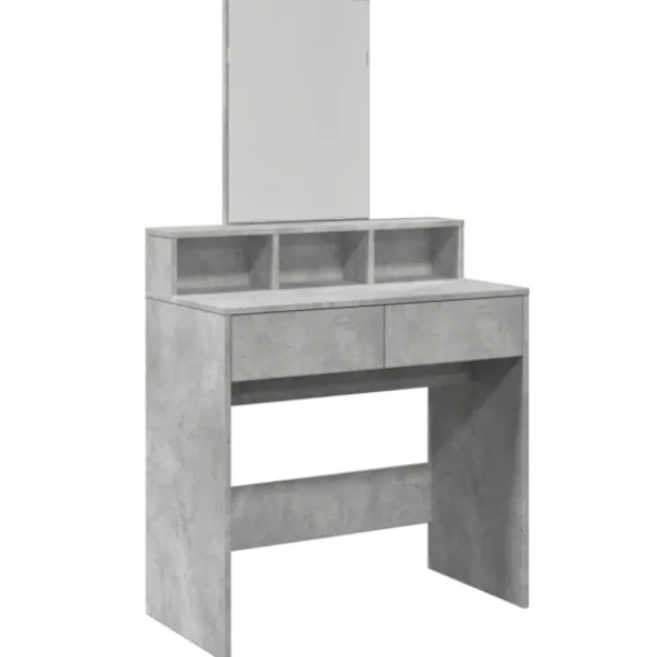 vidaXL Sminkbord>Sminkbord med spegel betonggrå 80x41x144,5 cm