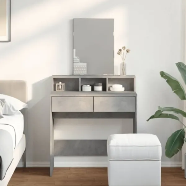 vidaXL Sminkbord>Sminkbord med spegel betonggrå 80x41x144,5 cm