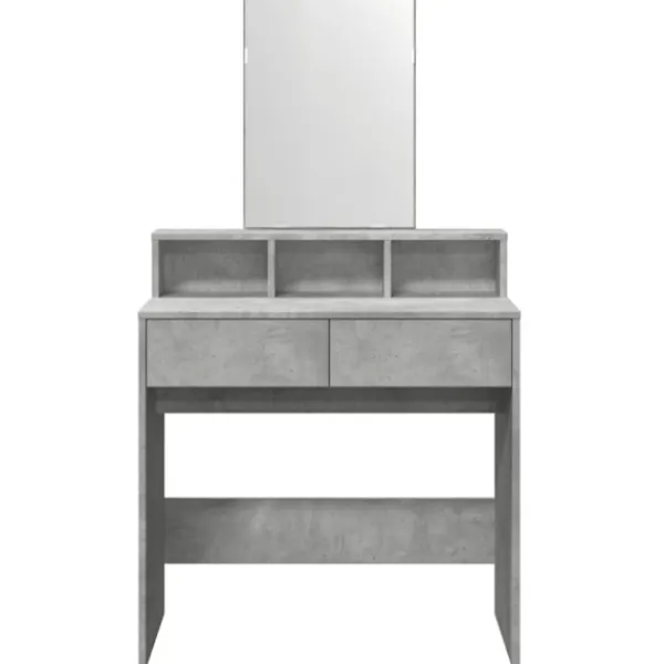 vidaXL Sminkbord>Sminkbord med spegel betonggrå 80x41x144,5 cm