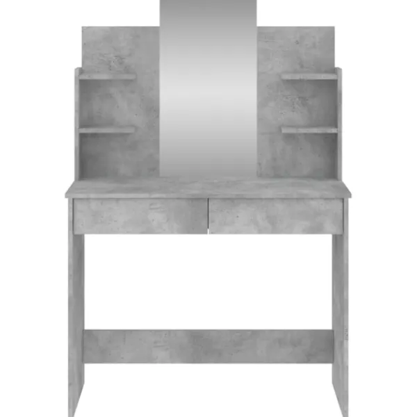 vidaXL Sminkbord>Sminkbord med spegel betonggrå 96x39x142 cm