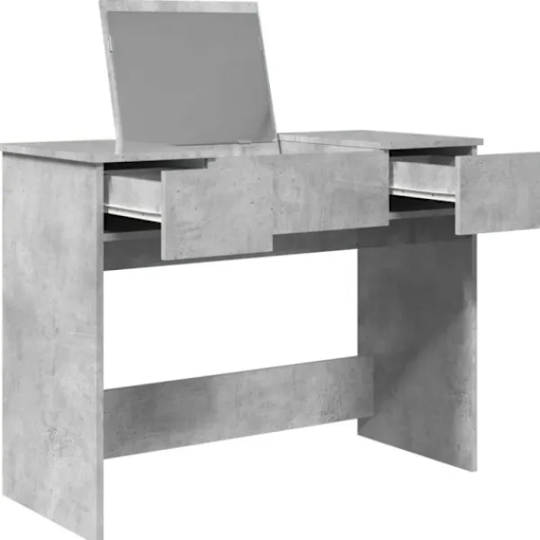 vidaXL Sminkbord>Sminkbord med spegel betonggrå 100x45x76 cm