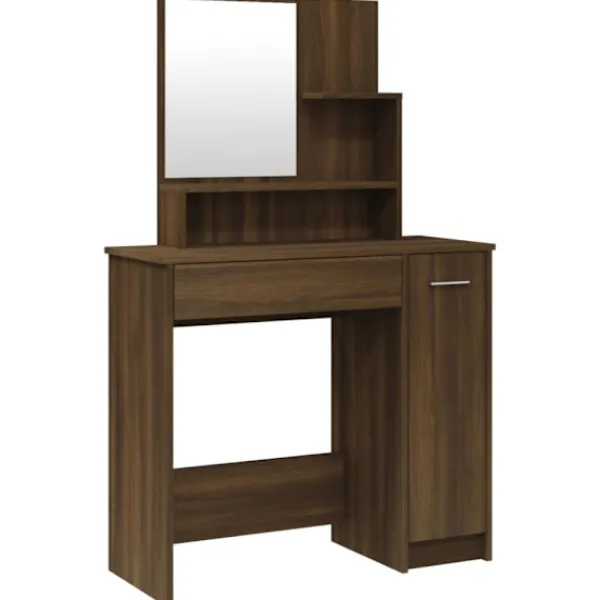vidaXL Sminkbord>Sminkbord med spegel brun ek 86,5x35x136 cm
