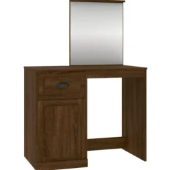 vidaXL Sminkbord>Sminkbord med spegel brun ek 90x50x132,5 cm konstruerat trä