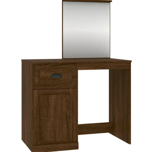 vidaXL Sminkbord>Sminkbord med spegel brun ek 90x50x132,5 cm konstruerat trä