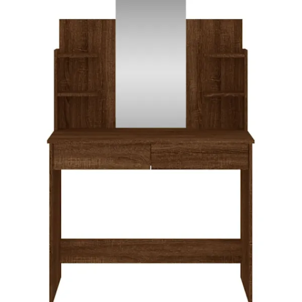 vidaXL Sminkbord>Sminkbord med spegel brun ek 96x39x142 cm