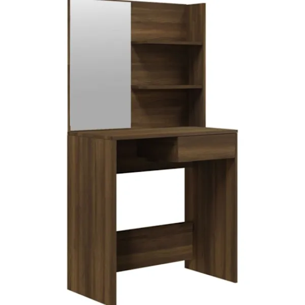 vidaXL Sminkbord>Sminkbord med spegel brun ek 74,5x40x141 cm