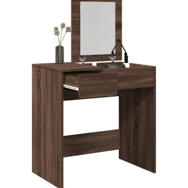 vidaXL Sminkbord>Sminkbord med spegel brun ek 73x46,5x120 cm