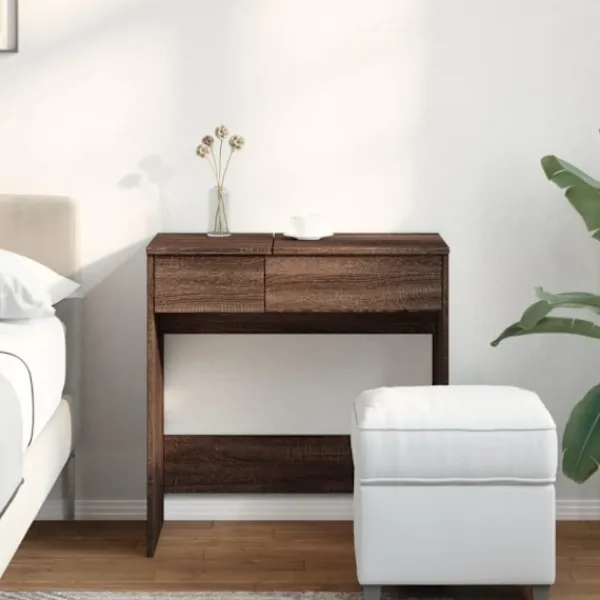 vidaXL Sminkbord>Sminkbord med spegel brun ek 73x46,5x120 cm