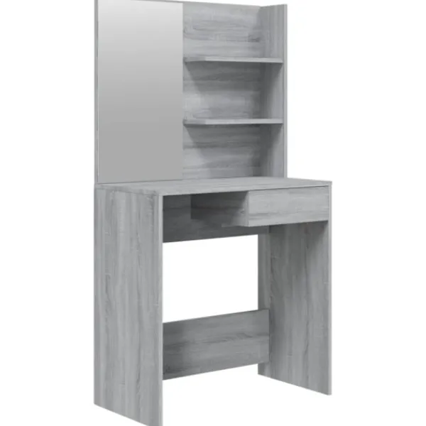 vidaXL Sminkbord>Sminkbord med spegel grå sonoma 74,5x40x141 cm