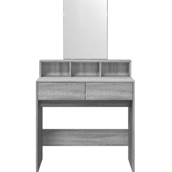 vidaXL Sminkbord>Sminkbord med spegel grå sonoma 80x41x144,5 cm