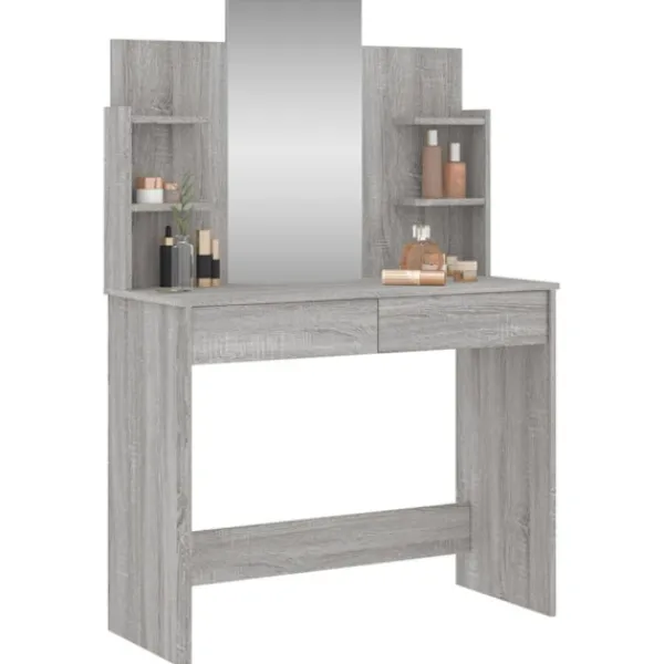 vidaXL Sminkbord>Sminkbord med spegel grå sonoma 96x39x142 cm