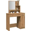 vidaXL Sminkbord>Sminkbord med spegel hantverksmässig ek 86,5x35x136 cm