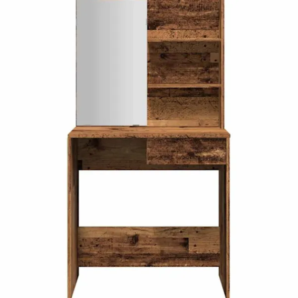 vidaXL Sminkbord>Sminkbord med spegel åldrat trä 74,5x40x141 cm