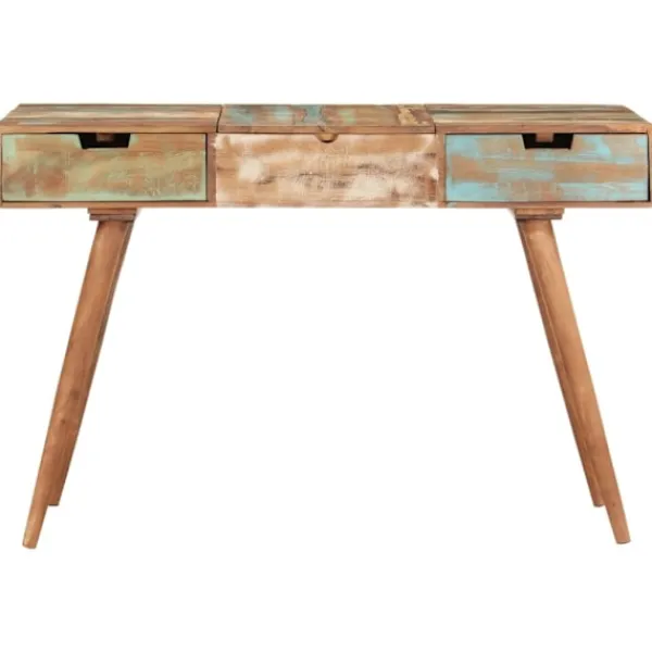 vidaXL Sminkbord>Sminkbord med spegel 112x45x76 cm massivt återvunnet trä