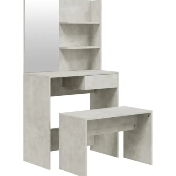 vidaXL Sminkbord>Sminkbord set betonggrå 74,5x40x141 cm