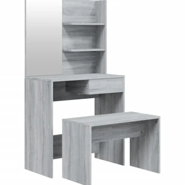 vidaXL Sminkbord>Sminkbord set grå sonoma 74,5x40x141 cm
