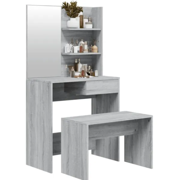 vidaXL Sminkbord>Sminkbord set grå sonoma 74,5x40x141 cm