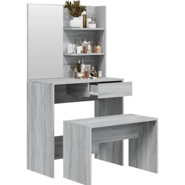 vidaXL Sminkbord>Sminkbord set grå sonoma 74,5x40x141 cm