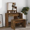 vidaXL Sminkbord>Sminkbord set rökfärgad ek 86,5x35x136 cm