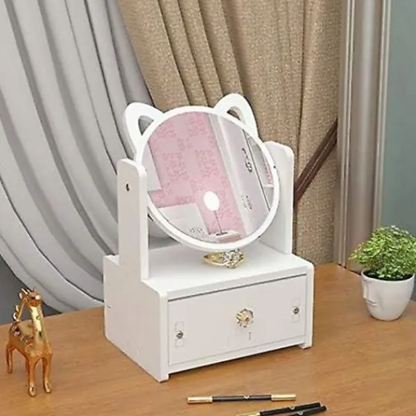 Sminkbord>Sminkförvaring Kosmetisk Förvaringslåda Med Spegel För Badrum, Sminkbord, Toalettbord Och Bänkskiva
