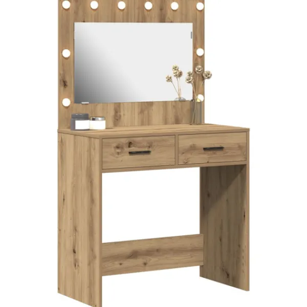 vidaXL Sminkbord>Smyckebord Artisan Ek 78,5 x 41 x 135 cm Konstruerat trä