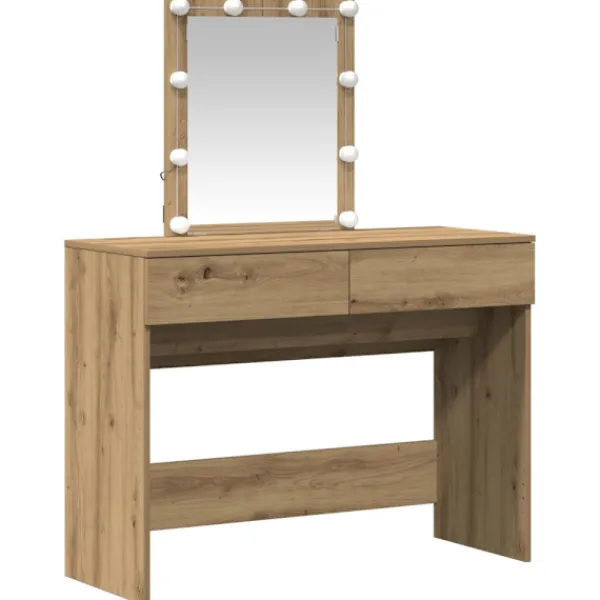 vidaXL Sminkbord>Smyckebord Artisan Ek 100 x 40 x 130 cm Konstruerat trä