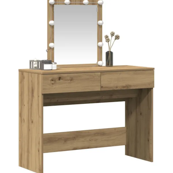 vidaXL Sminkbord>Smyckebord Artisan Ek 100 x 40 x 130 cm Konstruerat trä