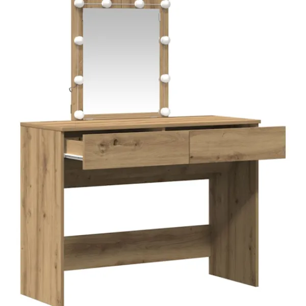 vidaXL Sminkbord>Smyckebord Artisan Ek 100 x 40 x 130 cm Konstruerat trä