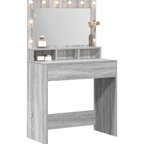 vidaXL Sminkbord>Smyckebord Grå Sonoma 75,5 x 41 x 135 cm Konstruerat trä