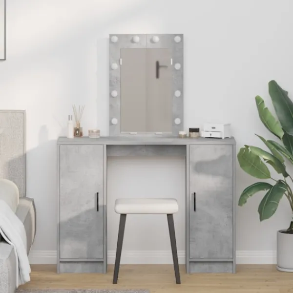 vidaXL Sminkbord>Smyckebord med dörr Ljusgrå 102 x 33 x 135 cm Konstruerat trä