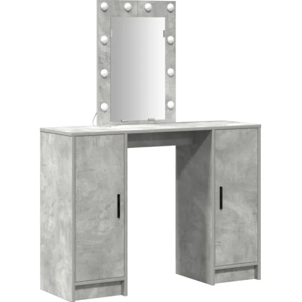 vidaXL Sminkbord>Smyckebord med dörr Ljusgrå 102 x 33 x 135 cm Konstruerat trä