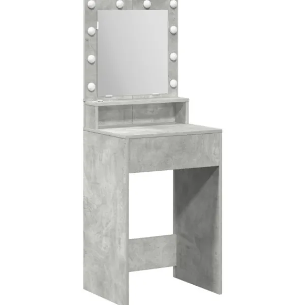 vidaXL Sminkbord>Smyckebord med hylla Betonggrå 50 x 41 x 135 cm Konstruerat trä