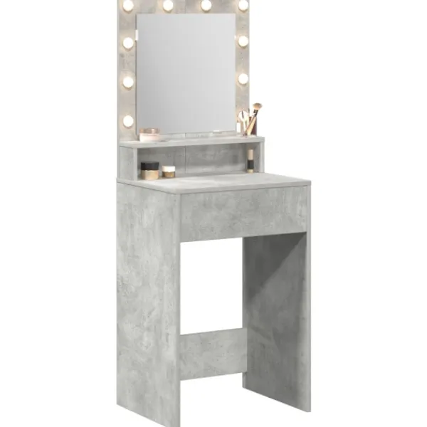 vidaXL Sminkbord>Smyckebord med hylla Betonggrå 50 x 41 x 135 cm Konstruerat trä