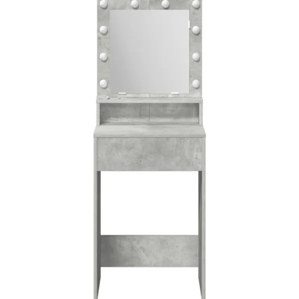 vidaXL Sminkbord>Smyckebord med hylla Betonggrå 50 x 41 x 135 cm Konstruerat trä