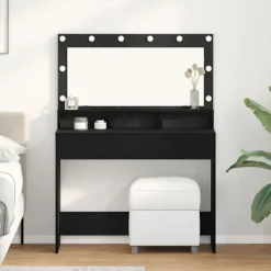vidaXL Sminkbord>Smyckebord med hylla Svart Ek 100 x 41 x 135 cm Konstruerat trä