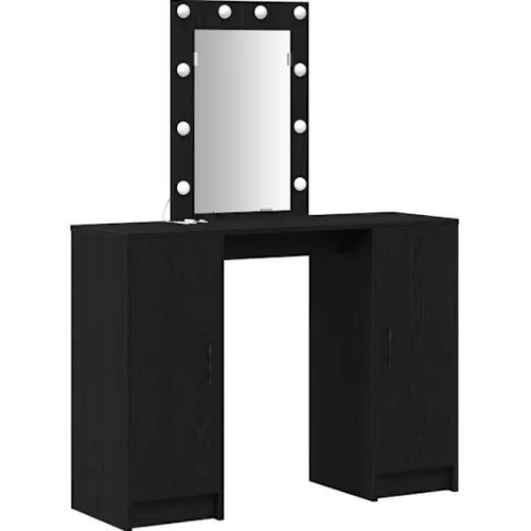 vidaXL Sminkbord>Smyckebord med lagring Svart 102 x 33 x 135 cm Konstruerat trä