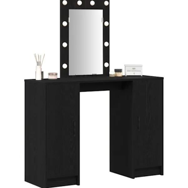 vidaXL Sminkbord>Smyckebord med lagring Svart 102 x 33 x 135 cm Konstruerat trä