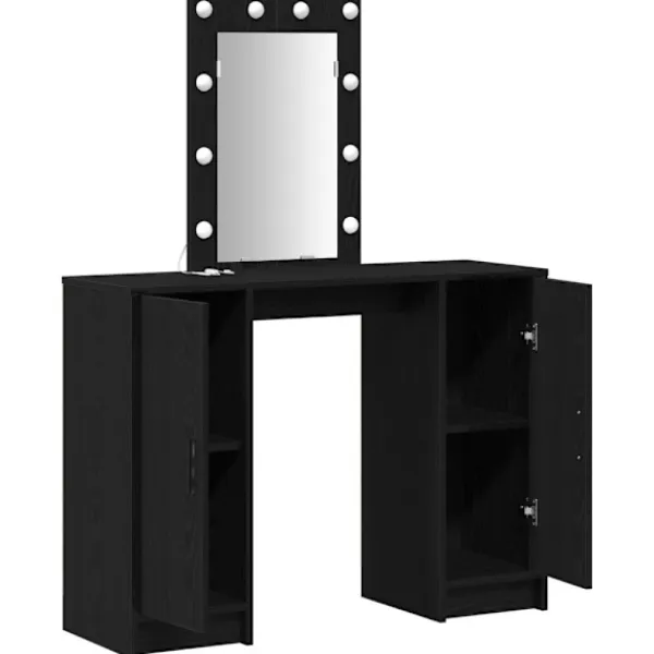vidaXL Sminkbord>Smyckebord med lagring Svart 102 x 33 x 135 cm Konstruerat trä
