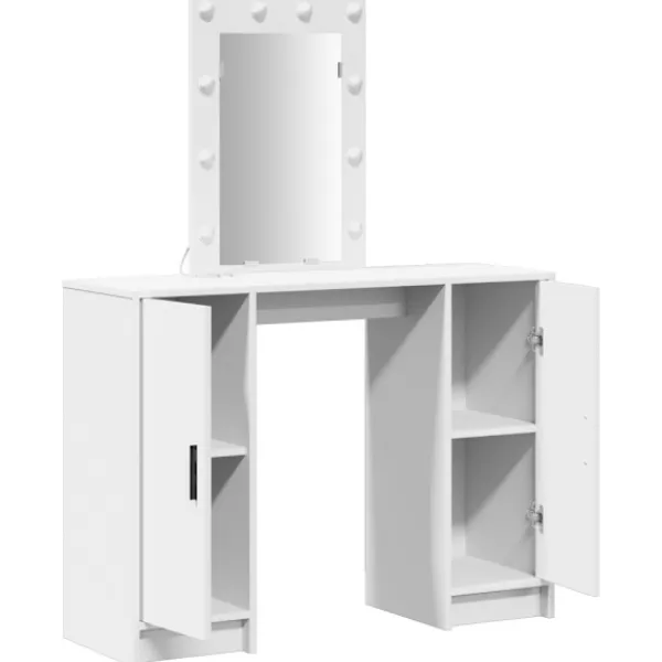 vidaXL Sminkbord>Smyckebord med lagring Vit 102 x 33 x 135 cm Konstruerat trä