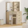 vidaXL Sminkbord>Smyckebord med låda 2 pcs Brun 50 x 41 x 135 cm Konstruerat trä